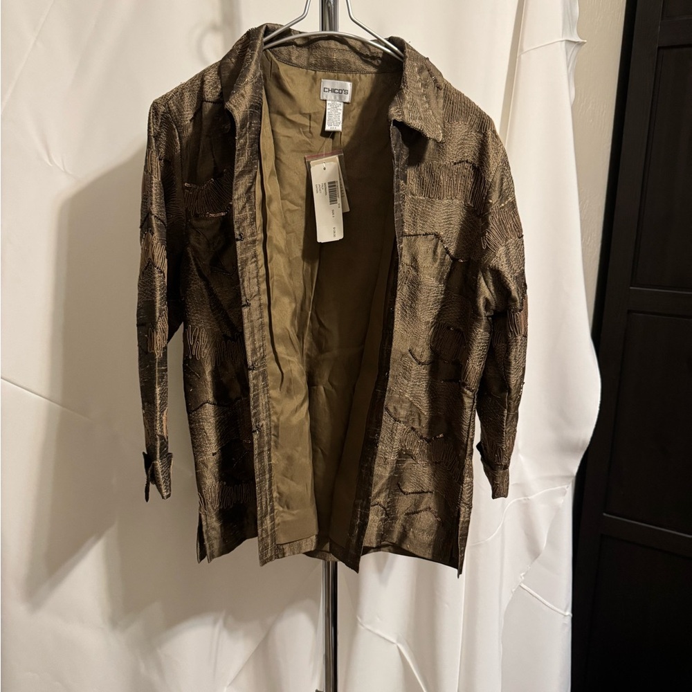 Chico's Elegant Brown Patterned Jacket NWT - image 8